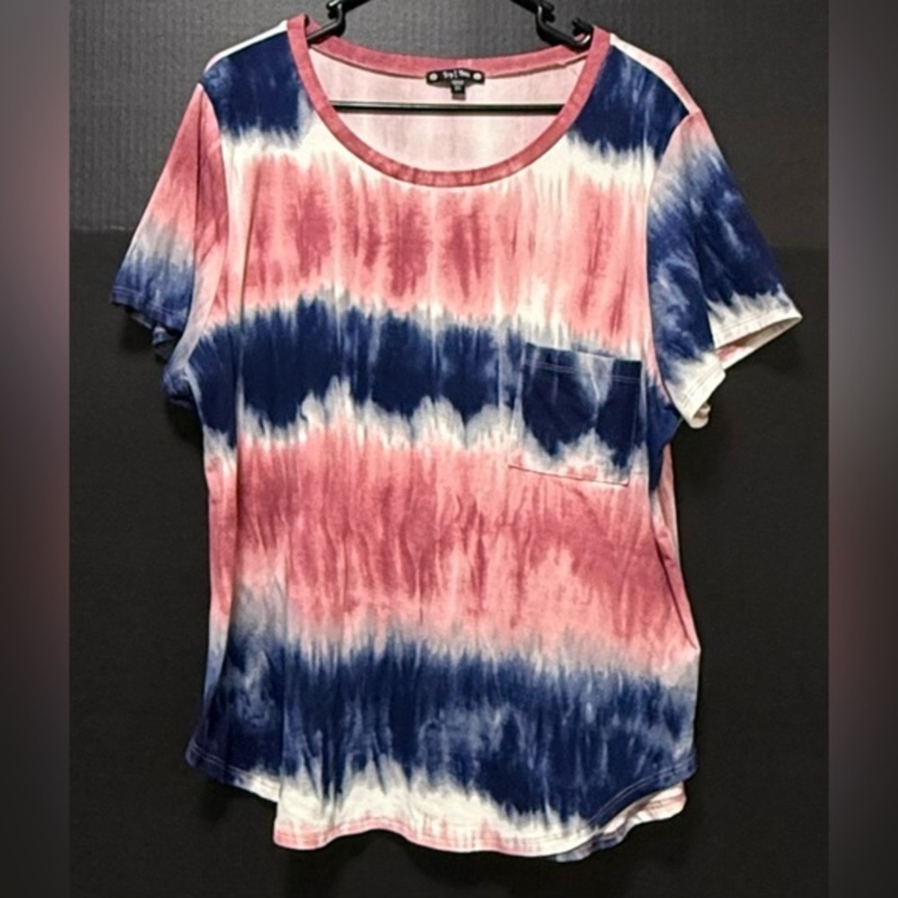 🫟Try This Striped Tie Dye Short Sleeve Pocket T-Shirt